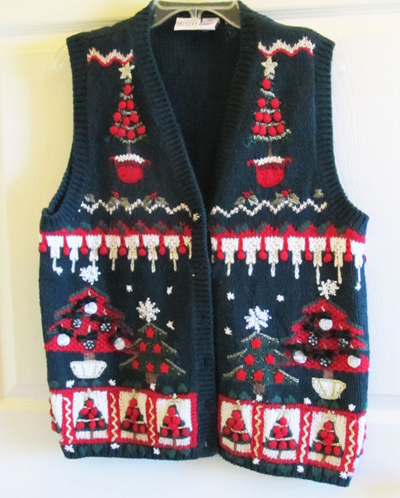 Fancy Embroidered Christmas Vest Vintage 90s Sz XL Like New Free Shipp – Past Life Vintage